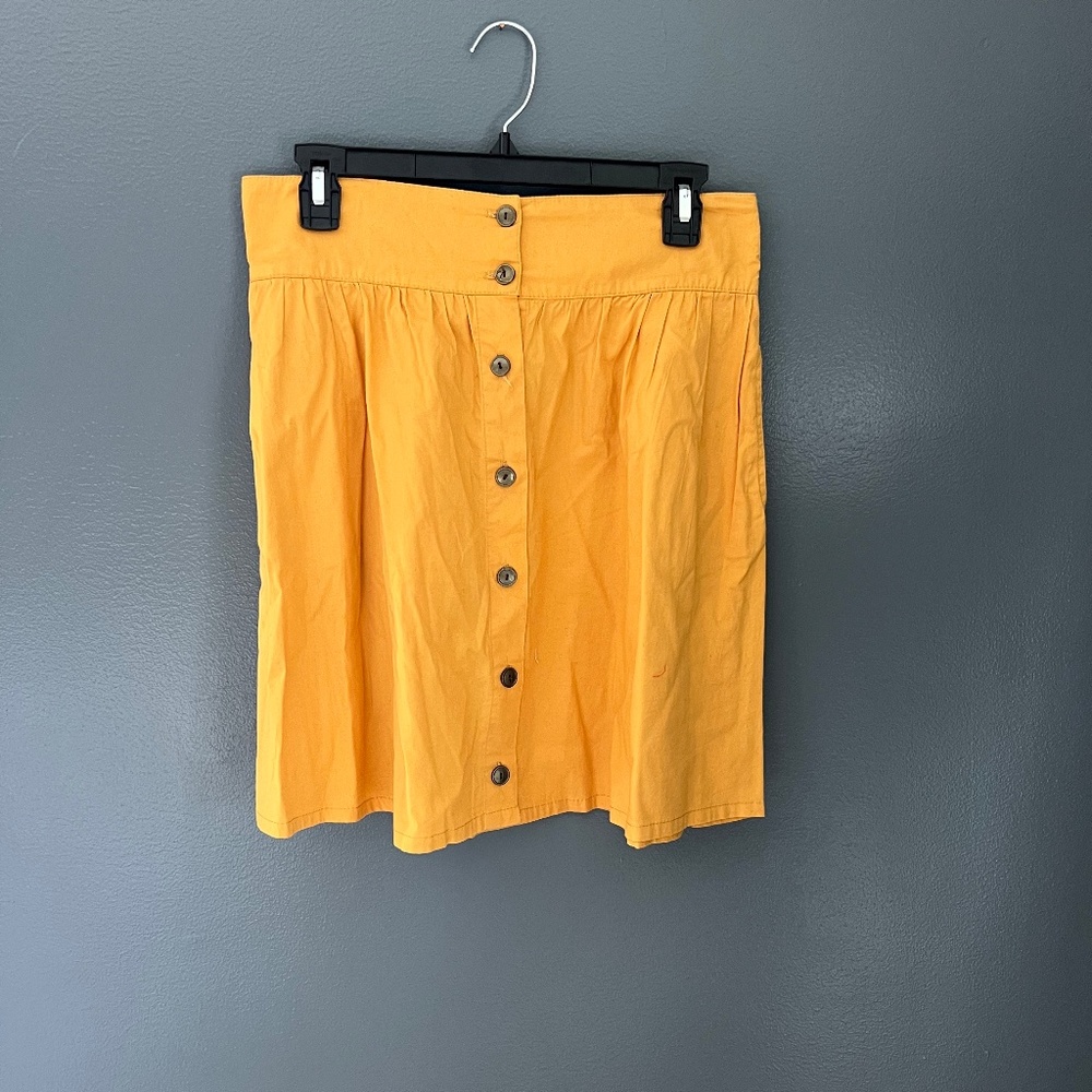 ModCloth Mustard Button Down A-Line Skirt in Medium